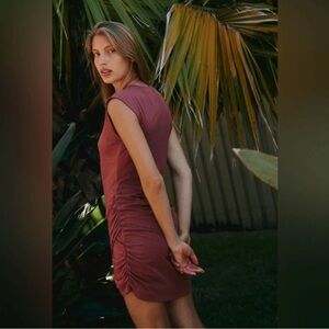 Free People Mauve Ruched Mini Dress